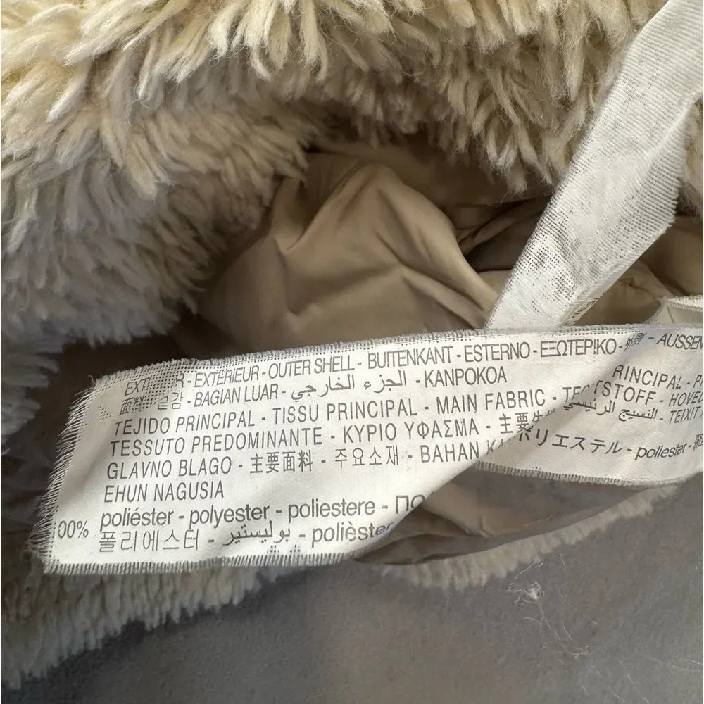 Girl Zara Cozy Cream Sherpa Jacket with Tan Pockets size 10